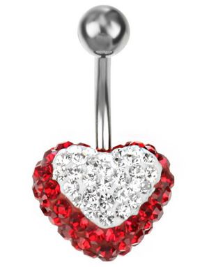 Celebrity Heart Navlepiercing - Rød/Hvid