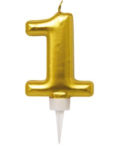 1 Tal - Guldfarvet Kagelys 11 cm