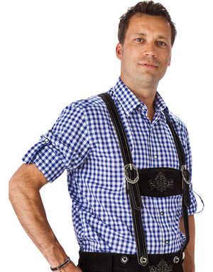 Blå og Hvid Ternet Oktoberfestskjorte til Mand