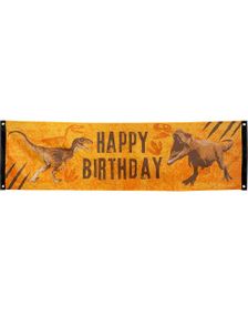 Stort "Happy Birthday" Dinosaur Posterflagg Banner 50x180 cm - Dino Party