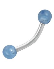 Banana Øjenbrynspiercing med Runde Lyseblå Kugler - 1.2 x 8 mm
