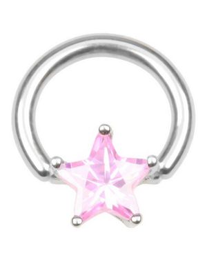 BCR Piercing med Stjerneformet Rosa Sten