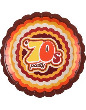 10 stk Papptallerkener 23 cm - 70s Party