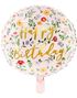 Happy Birthday - Blomstrete Folieballong 35 cm