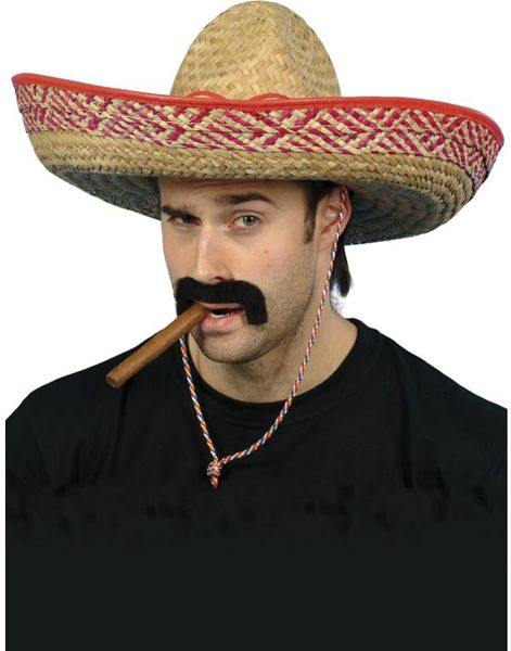 Sombrero Stråhat med Røde Kanter og Mønster