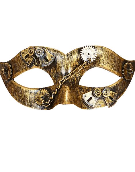 Guldfarvet og Sort Steampunk Øjenmaske