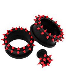 Sort Piercing Tunnel med Røde Spikes