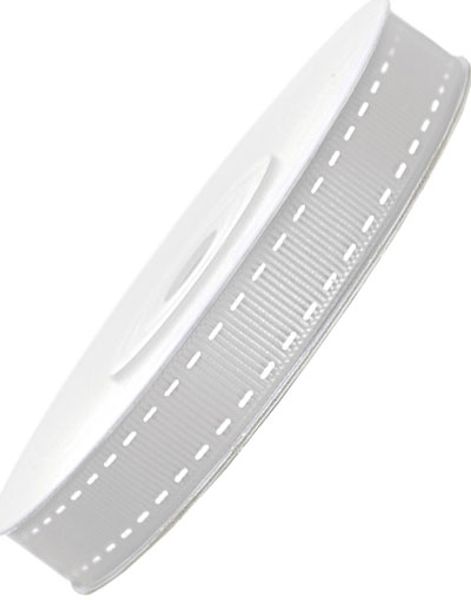 SØLVFARVET Ribbet Bånd med Sting-Motiv 25 m x15 mm