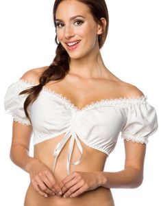 Hvid Off-Shoulder Oktoberfest Bluse med Snøring