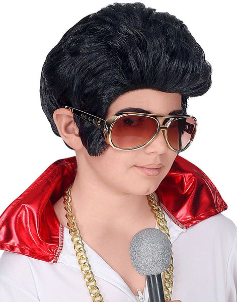 Sort Elvis Inspireret Paryk til Børn