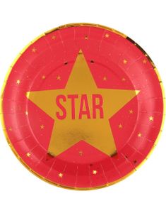 10 stk Papptalerkener Hollywood Stjerne 22.5 cm