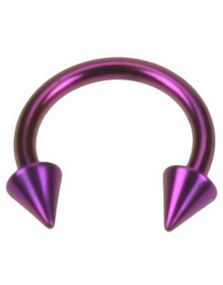 Rund Lilla Øjenbrynspiercing med Spike Kugler - 1,2 x 8 mm