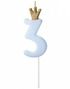 Tallet 3 - Blått Kakelys med Gullkrone 9,5 cm