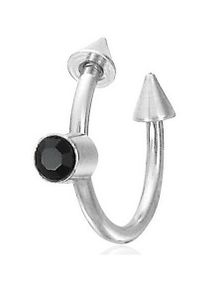 Øjenbrynspiercing med Spike Kugler & Sort Sten - 1,2 x 10 mm