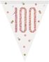 100-års Feiring Hvit og Rosegull Holografisk Banner - 274 cm