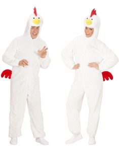 Hvidt Unisex Kyllingekostume i Plys