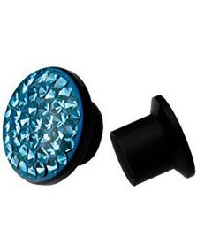 Sort Piercing Plug Dekoreret med Turkise Sten
