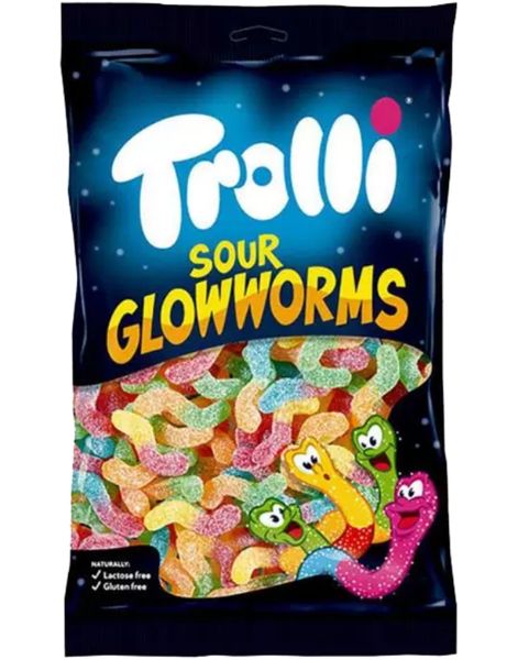 1 kg Trolli Sour Glowworms - Stor Forpakning