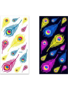 Ark med Fluorescerende Fjærtatoveringer (UV Fake Tattoo)
