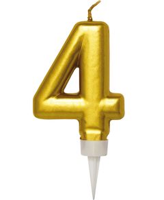 4 Tal - Guldfarvet Kagelys 11 cm