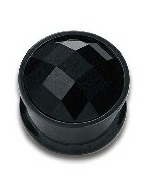 Sort Piercing Plug med Sort Diamant