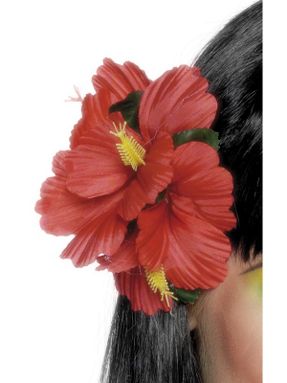 Hårspænde med Rød Smuk Blomst