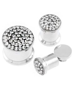 Piercing Plug Dekoreret med Grå Sten
