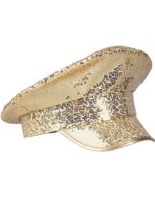 Guldfarvet Kaptajnhat Med Pailletter