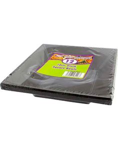 12 stk Dype Svarte Firkantede Gjenbrukbare Plasttallerkener 18 cm
