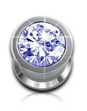 Piercing Plug med Indrammet Lys Lilla Sten