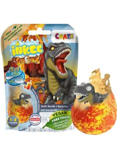 Craze Inkee Dinosaur Badebombe med Ferskenaroma og Overraskelse