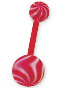 Candy Look Rød og Hvid Navlepiercing