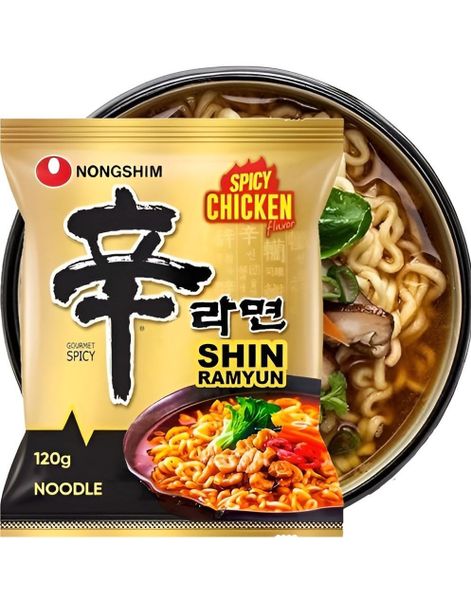 Nongshim Instant Shin Ramyun Spicy Chicken - Sterk Kylling Ramen 120 gram