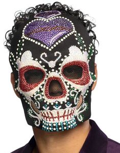 Day of the Dead Maske med Glitrende Stener