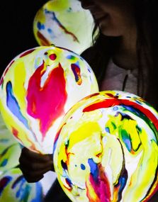 5 stk Ballonger med LED Lys - Flerfarget Marmor -illoms