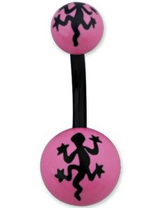 Salamander Rosa og Sort Navlepiercing