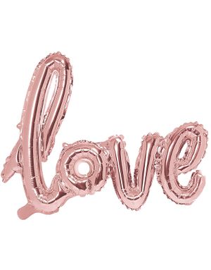 Love - Rosenguldfarvet Skråskrift Folieballon 73x59 cm