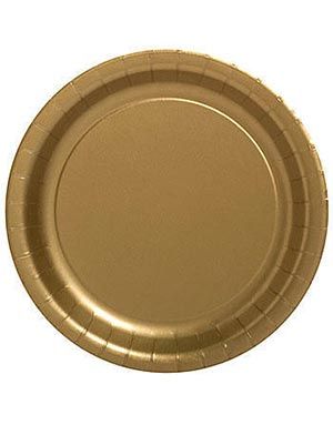 16 stk Guldfarvede Paptallerkner 22 cm