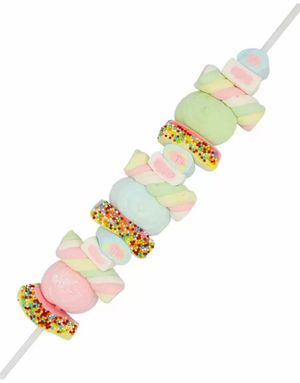 1 stk Mallow Kebab - 40 cm Stang med Forskellige Skumfiduser 100 gram