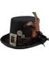 Elegant Sort Steampunk Høj Hat med Dekor