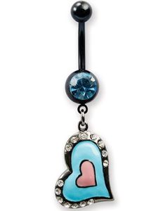 New Love Navlepiercing med Sten - Blå