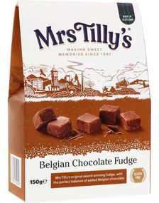 Mrs Tilly Belgian Chocolate Fudge / Myke Karameller m Belgisk Sjokolade 150 g