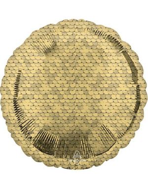 Gullfarget Paljettmotiv Folieballong 43 cm