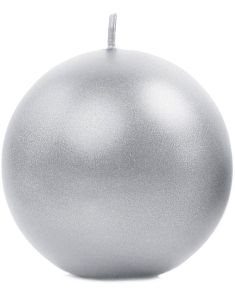 6 stk Metallisk Sølvfarvet Kugleformet Stearinlys 8 cm