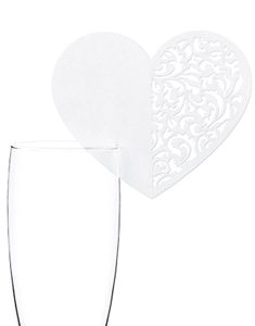 10 stk. Hjerteformet Bordkort til glas