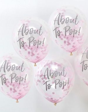 5 stk 30 cm - About to Pop Ballonger med Rosa Konfetti - Oh Baby