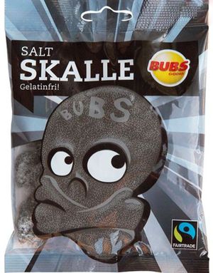 Pose med Skalle Vingummi med Salt Lakrissmak 80 gram
