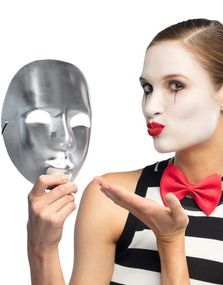 Ansiktmaske Mime Sølvfarget
