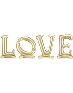 Love Stående Gullfargetfarget Folieballong 350x114 cm