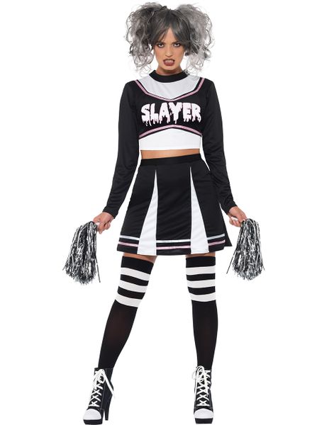 Gotisk Cheerleader Damekostume med Pom Poms